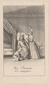 Deelname, blad 3 uit de serie "Oprechtheid en huichelarij" door Daniel Nikolaus Chodowiecki