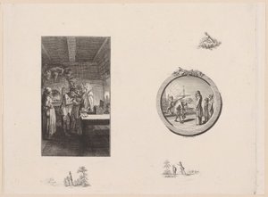 Titelgravure en vignet voor Storchs „Afbeelding van Sint-Petersburg“, eerste deel door Daniel Nikolaus Chodowiecki