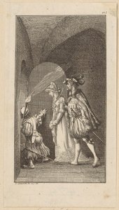 Titelgravure voor de ridderroman "De valk" door Daniel Nikolaus Chodowiecki