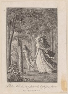 Walter, Luise en Karl ontmoeten in het bos een aanmerende boot door Daniel Nikolaus Chodowiecki
