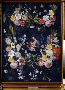 Bloemenkrans met Madonna en Kind