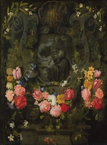 Stenen Reliëf in Bloemen