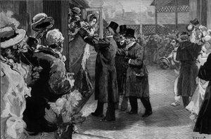 Louise Michel keerde terug naar Frankrijk (1830-1905) na zijn deportatie voor zijn deelname aan de Parijse Commune. Ze werd verwelkomd op station Saint Lazare door Henri Rochefort (1831-1913), Louis Blanc (181-1882) en George Clemenceau (1841-1929) door Daniel Urrabieta Vierge
