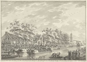 Aankomst van de Amsterdammers in Utrecht, 1787 door Daniël Kerkhoff