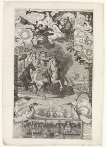 Overwinning van de geallieerden op de Fransen en Spanjaarden, 1702 door Daniël Marot (I)
