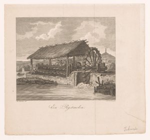 Rijstmolen door een waterrad aangedreven door Daniël Veelwaard (I)