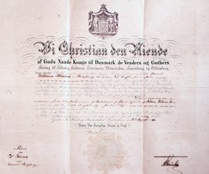 Octrooi ondertekend door Christian IX van Denemarken waarin William Keswick wordt aangesteld als Deens consul in Hong Kong, China, 1880