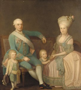 Portret van een familiegroep, vermoedelijk Engel Ernst von Schack, zijn vrouw Mette Pauline von Schack, geboren Rosenorn, en hun kinderen