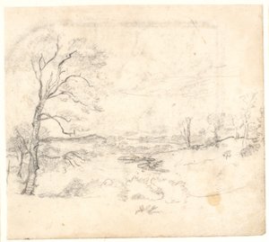 Uitzicht over een heuvelachtig en bosrijk landschap door Dankvart Dreyer