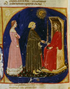 Dante en Beatrice ontmoeten Justinianus, scène uit Paradijs, Canto VI, uit De Goddelijke Komedie door Dante Alighieri door Dante Alighieri