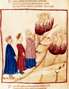 Vagevuur: Dante en Virgil, miniatuur door Dante Alighieri