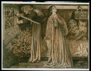 Sir Lancelot in de kamer van de koningin door Dante Gabriel Charles Rossetti
