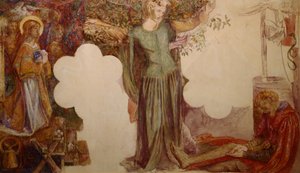 Sir Lancelot verhinderd, door zijn zonde, om de Kapel van de Heilige Graal binnen te gaan door Dante Gabriel Charles Rossetti