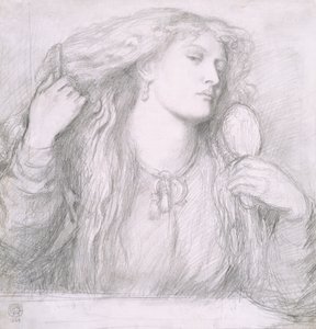 Vrouw die haar haar kamt, Fanny Cornforth door Dante Gabriel Charles Rossetti