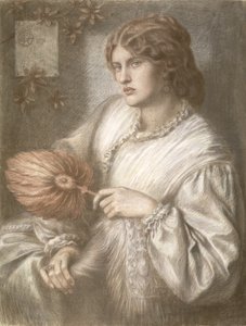 Vrouw met een waaier, 1870 door Dante Gabriel Charles Rossetti