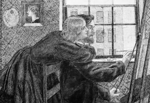 Fanny Cornforth en G.P. Boyce door Dante Gabriel Charles Rossetti