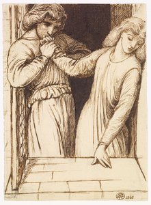 Hamlet en Ophelia - compositiestudie door Dante Gabriel Rossetti