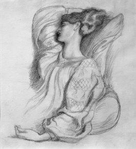 Jane Morris in IJslandse kleding door Dante Gabriel Charles Rossetti