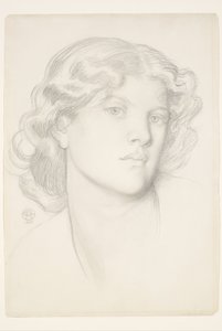 De Blauwe Bogen - Studie vrouwelijk hoofd door Dante Gabriel Rossetti