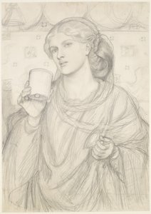 De liefdevolle beker - compositiestudie door Dante Gabriel Rossetti