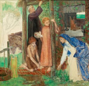 Het Pascha in de Heilige Familie door Dante Gabriel Charles Rossetti