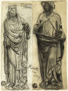 Twee studies van middeleeuwse sculptuur door Dante Gabriel Rossetti