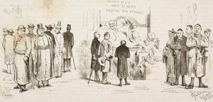 Duitse pelgrims in Rome, gravure door Dante Paolocci en Canedi, uit L