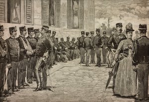 Overlevenden van Dogali, Eritrese Oorlog, ontvangen door vorsten in de tuin van Quirinaal, Rome, Italië, door Dante Paolocci, L