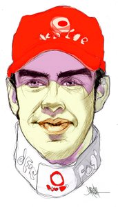 Fernando Alonso Díaz (digitale kleurpotloodtekening) door Dariush Radpour
