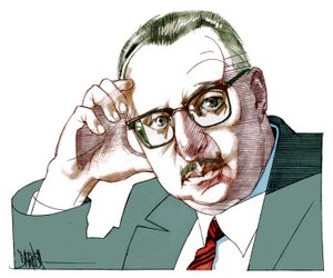 Giorgio Manganelli, 2021 (digitale kleurpotloodtekening) door Dariush Radpour