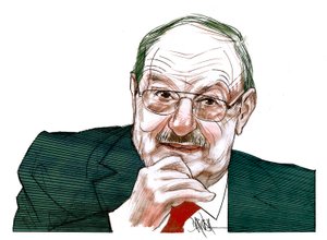 Umberto Eco (digitale kleurpotloodtekening)