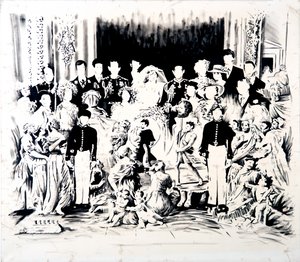 Ballade van Charles en Di, 2016 (olieverf op doek) door Darren Coffield