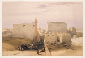 Egypte, ingang van de Tempel van Luxor, gravure gebaseerd op tekening van David Roberts door David (after) Roberts