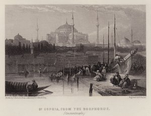 Hagia Sophia, vanaf de Bosporus, Constantinopel door David (after) Roberts