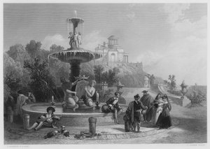 De fontein in Madrid (gravure)