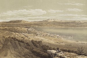Tiberias richting Hermon door David (after) Roberts