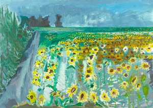 Zonnebloemen en mistral