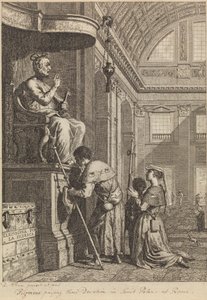 Pelgrims die hun devotie betuigen in St. Pieter in Rome