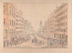 Uitzicht op de High Street van Edinburgh en de commissaris