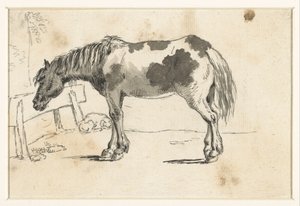 Staand paard en een liggende hond door David Alphonse de Sandoz Rollin