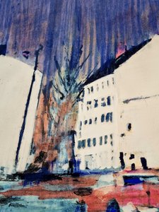 Abstracte weergave van een stadsstraat