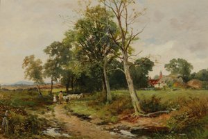 Een Worcestershire Laan Scene, ca. 1904 door David Bates