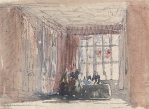 Een Tudor Kamer met Figuren, Mogelijk Hardwick Hall of Haddon Hall