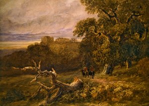 Reizigers bij Hardwicke Castle door David Cox