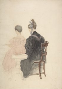 Een pianoles, 1800-1859 door David Cox the elder