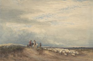 Ruiters met Schapen bij een Estuarium, 1830
