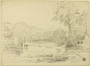 Rivier Scène door David Cox the elder