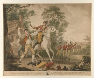 Deze Weergave van Peter Franciscos Dappere Actie met Negen van tartletons cavalerie in Zicht van een Troep van Vierhonderd Mannen