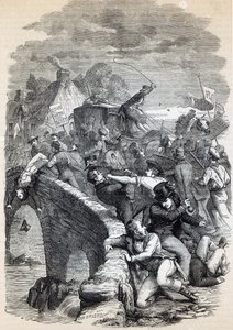 Verkiezingsrellen in Hawick, 1837, illustratie uit 