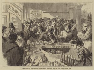 Werving in King-Street, Westminster, Sergeant Kite aan de bar van het café